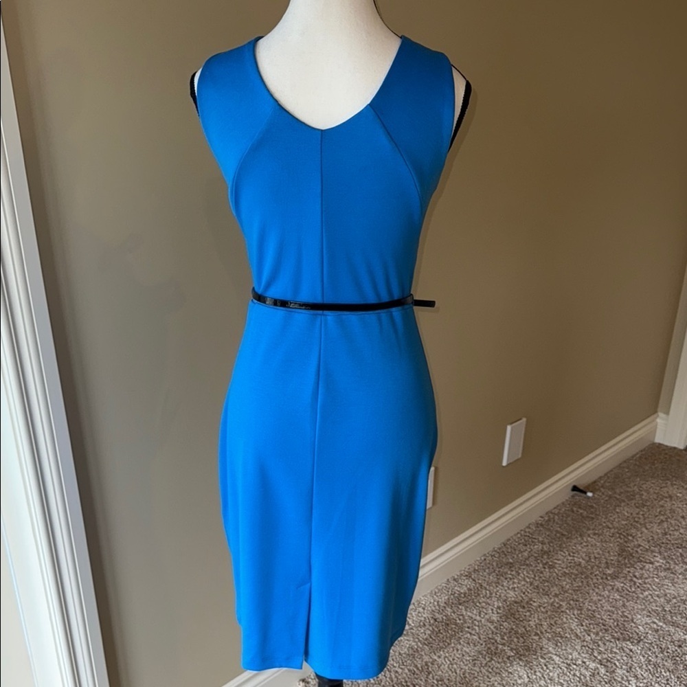 George Dress Blue Sheath Midi Office Cocktail Formal Women's Size M - Picture 3 of 10